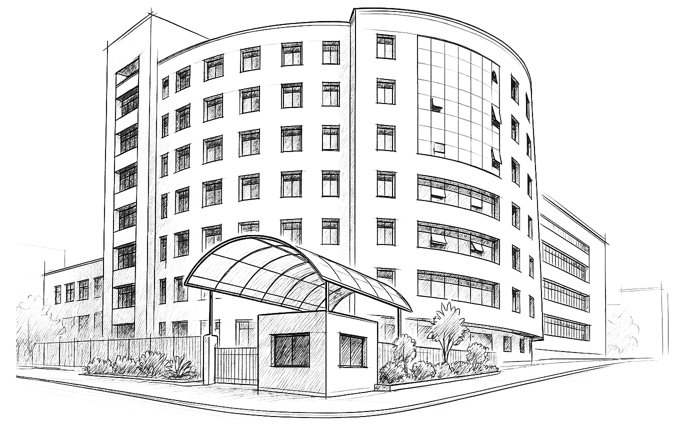 Architectural sketch of educational building