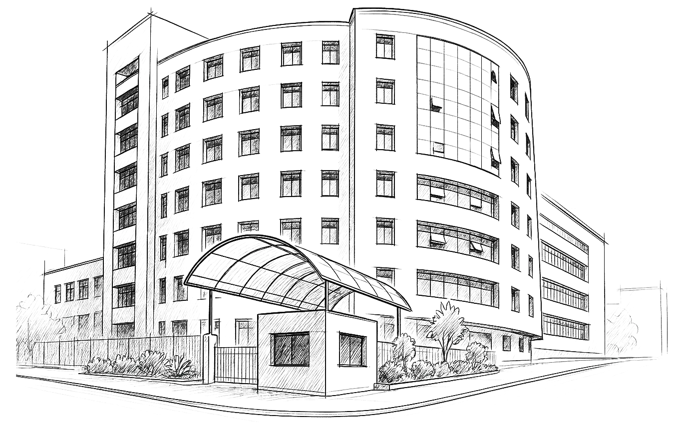 Architectural sketch of educational building